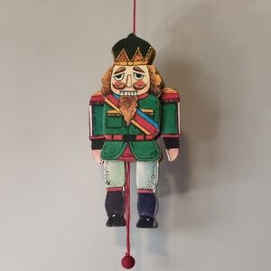 Festive Wooden Nutcracker Ornament - Green and Black